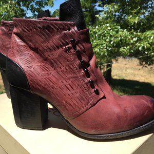 A.S. 98 Shawnie Ankle Booties Wine Black Leather 8